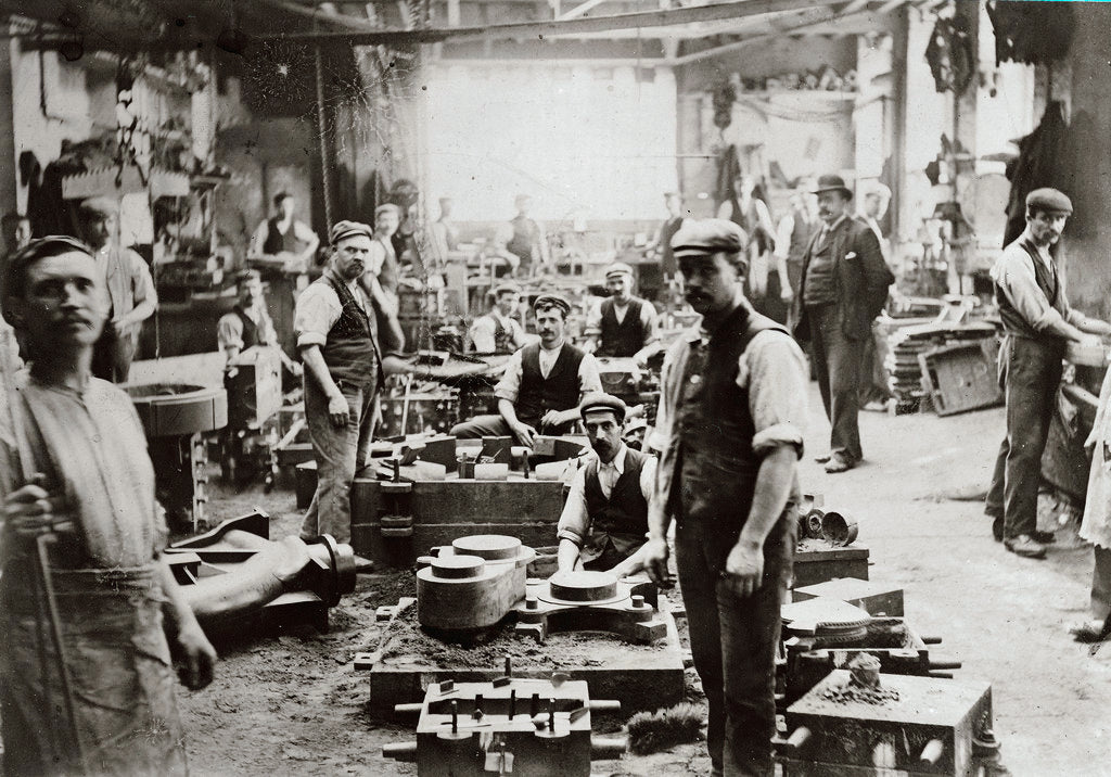 Detail of Engine component workshop, Thames Iron Works by unknown