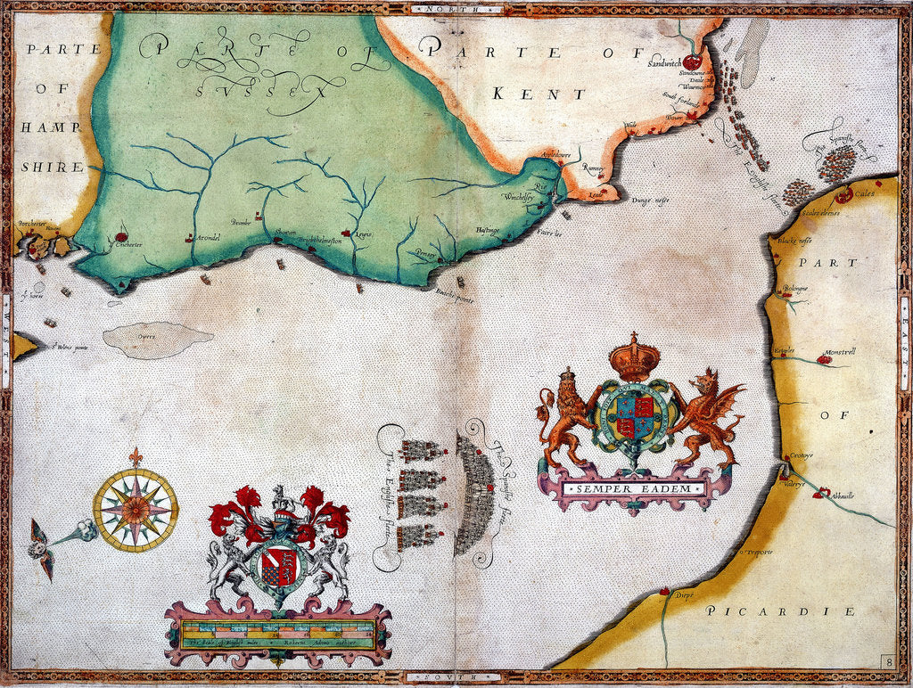 Detail of Lands End to Start Point: The arrival of the Spanish Armada off Cornwall by Robert Adams