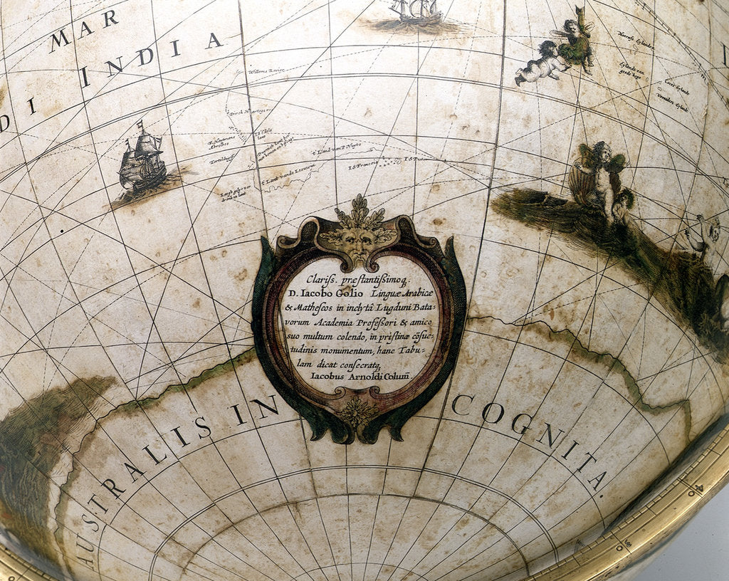 Detail of Cartouche in hypothetical southern continent by Jacob Aertsz Colom