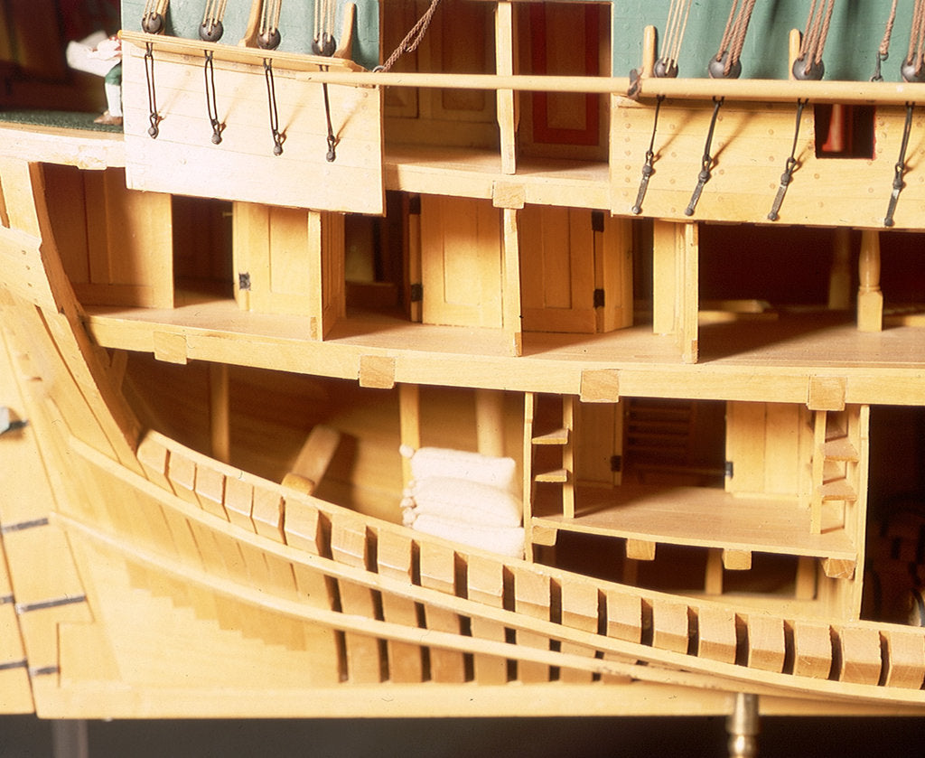 Detail of 'Endeavour', interior, stern cabins by Robert A. Lightley