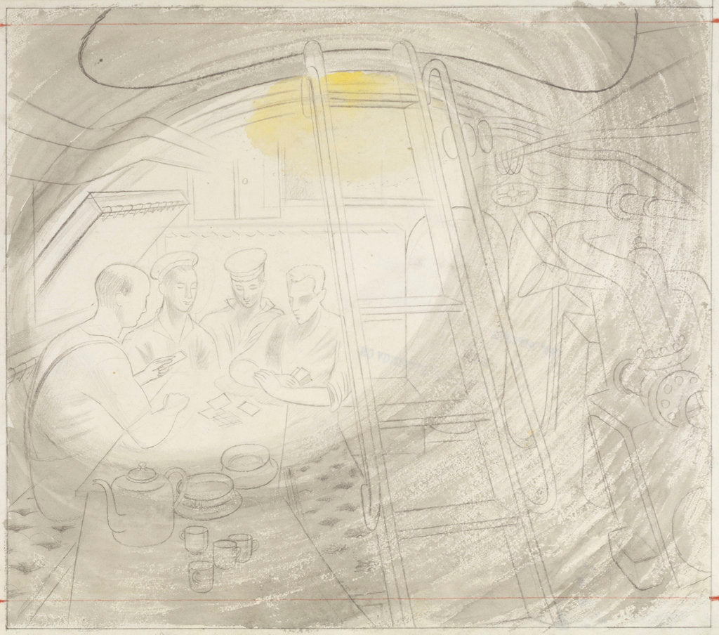 Detail of The Submarine Series: The Ward (Mess Room) by Eric Ravilious