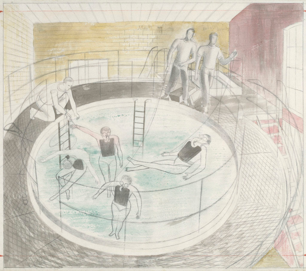 Detail of The Submarine Series: Testing Davis diving apparatus by Eric Ravilious