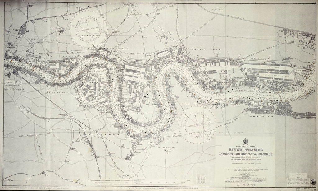 Detail of Map of River Thames: London Bridge to Woolwich by unknown
