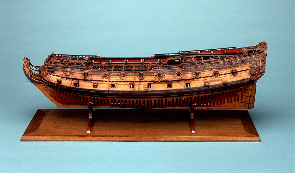 Detail of Navy Board skeleton model, port broadside by unknown