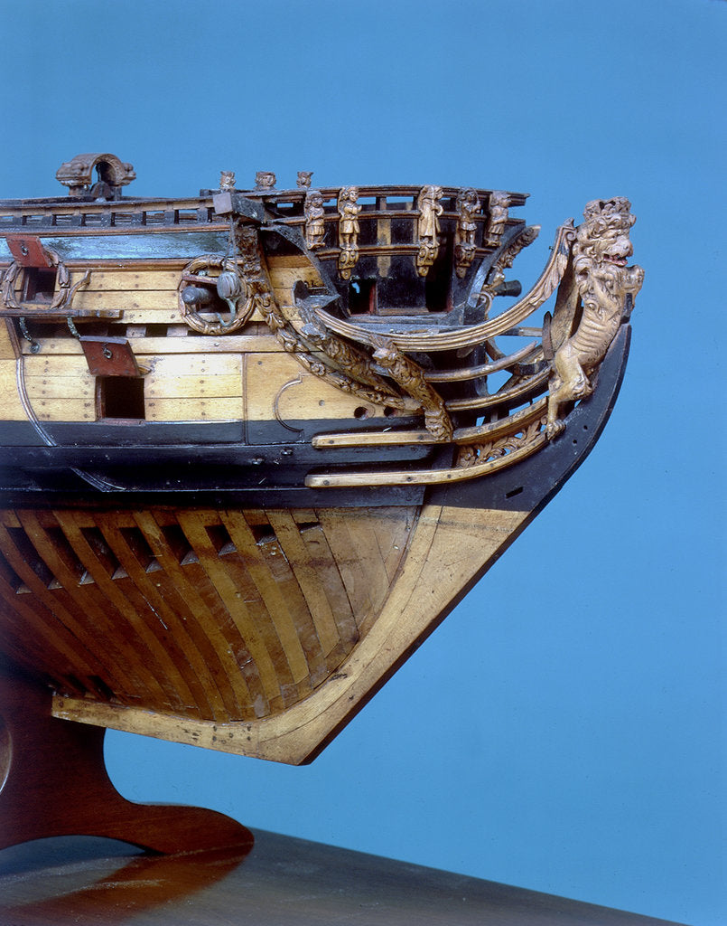 Detail of Navy Board skeleton model, figurehead by unknown