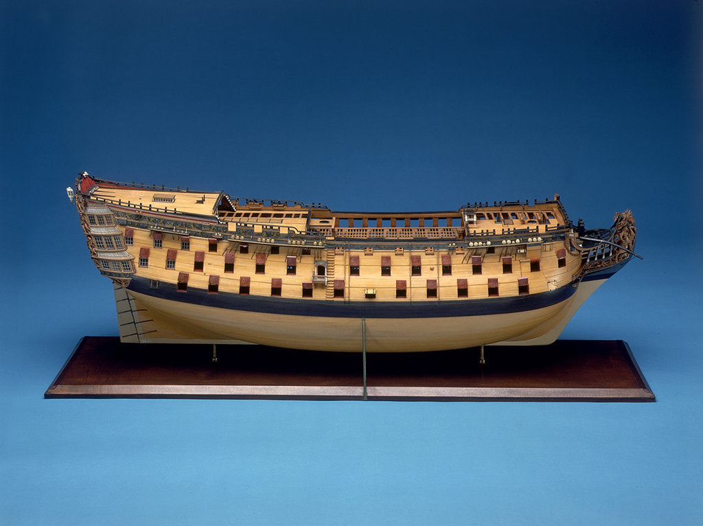 Detail of 'Royal George', starboard broadside by Thomas Burroughs