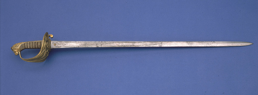 Detail of Solid half-basket hilted sword by E. & W. Seagrove