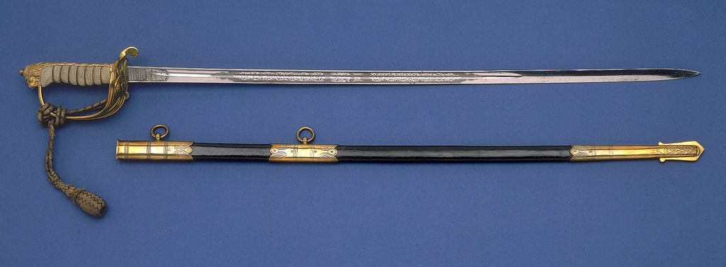 Detail of Solid half-basket hilted sword by Gieve
