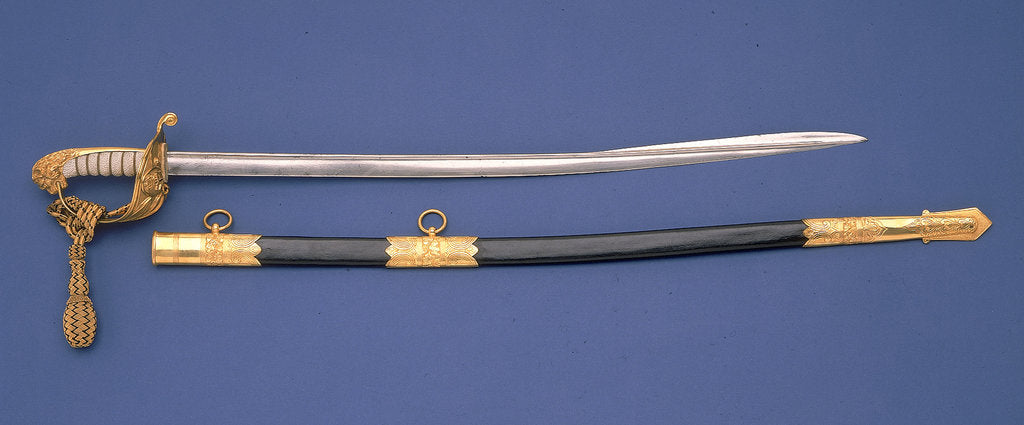 Detail of Solid half-basket hilted sword by Symons