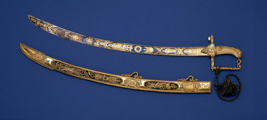 Detail of Lloyds Patriotic Fund £100 Presentation Sword by R. Teed