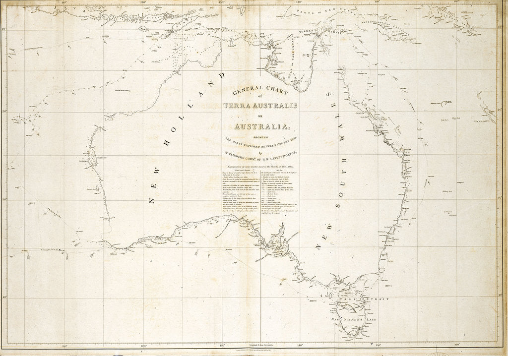 Detail of Map of Australia by Matthew Flinders