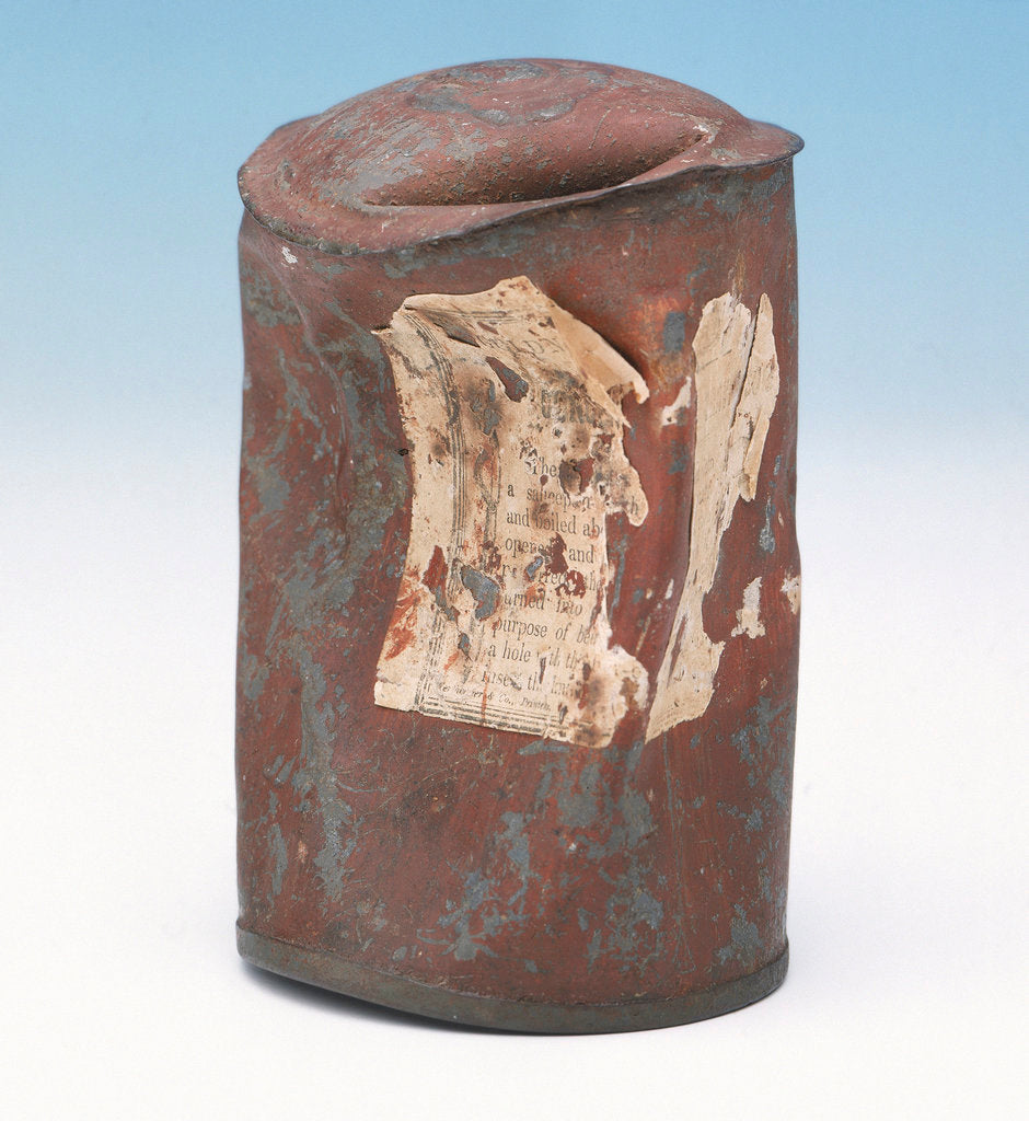 Detail of Soup can from Franklin's last expedition by Goldner