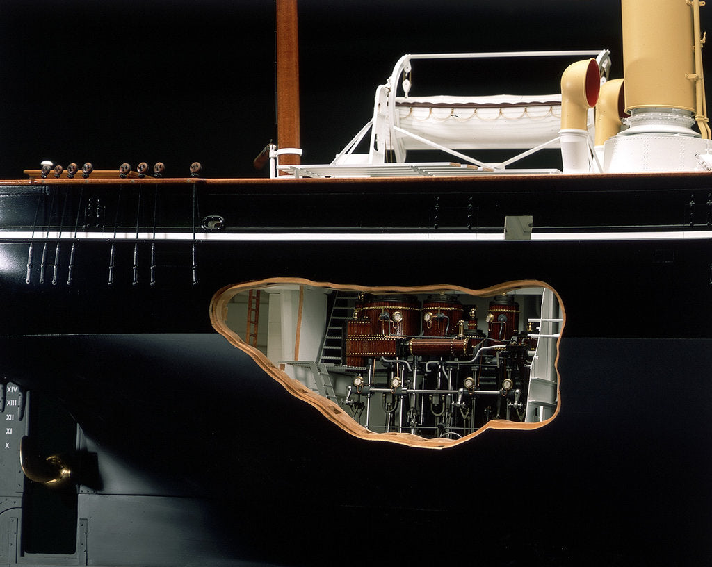 Detail of 'Discovery', stern section, cut away to show engine by Severn-Lamb Ltd
