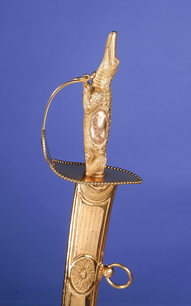 Detail of Presentation sword, which is supposedly a replica of the sword presented to Vice-Admiral Horatio Nelson (1758-1805) by unknown