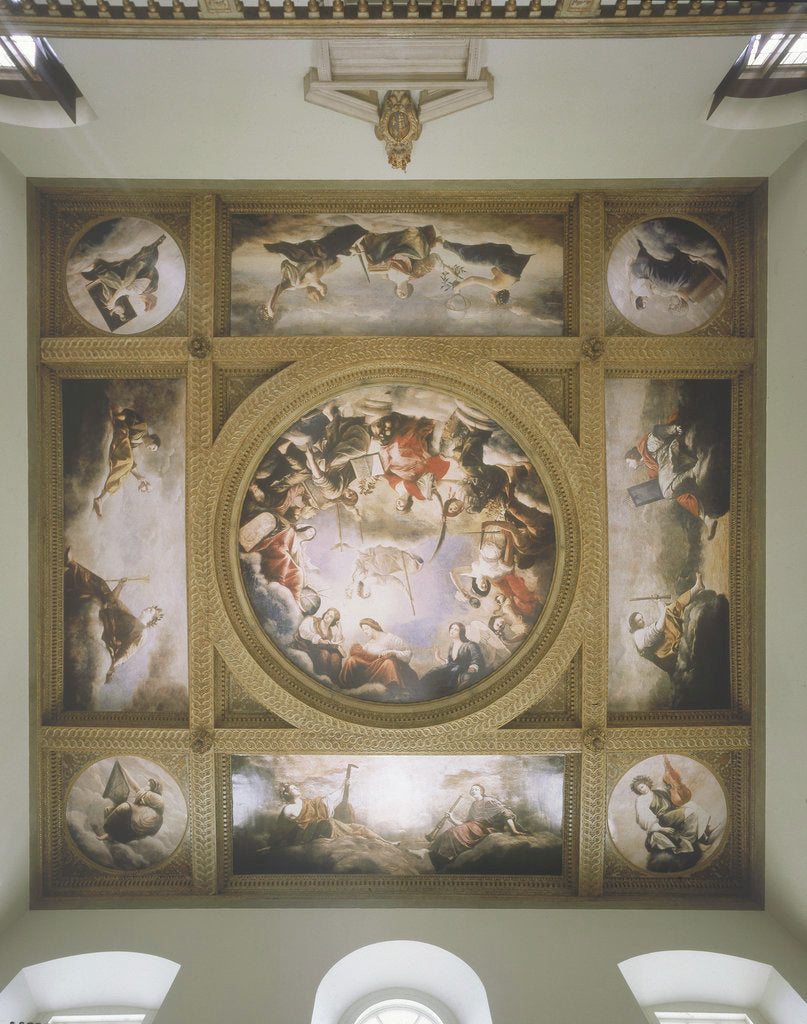 Detail of The Great Hall painted ceiling in the Queen's House by unknown