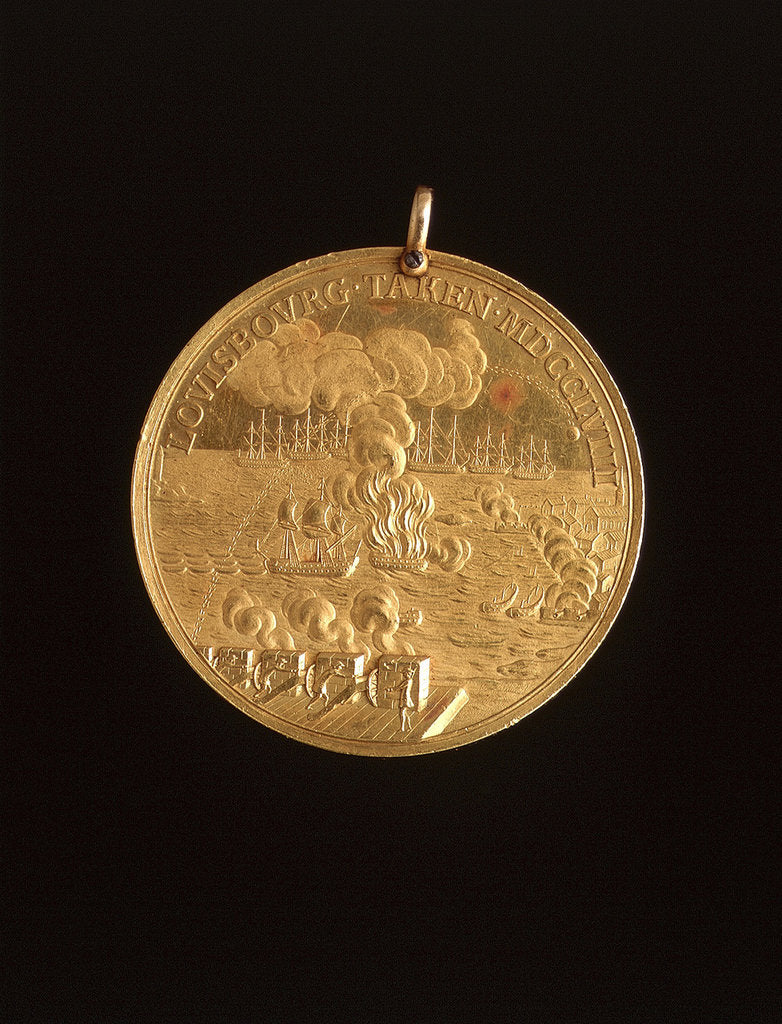 Detail of Capture of 'Louisbourg' Medal 1758 by T Pingo