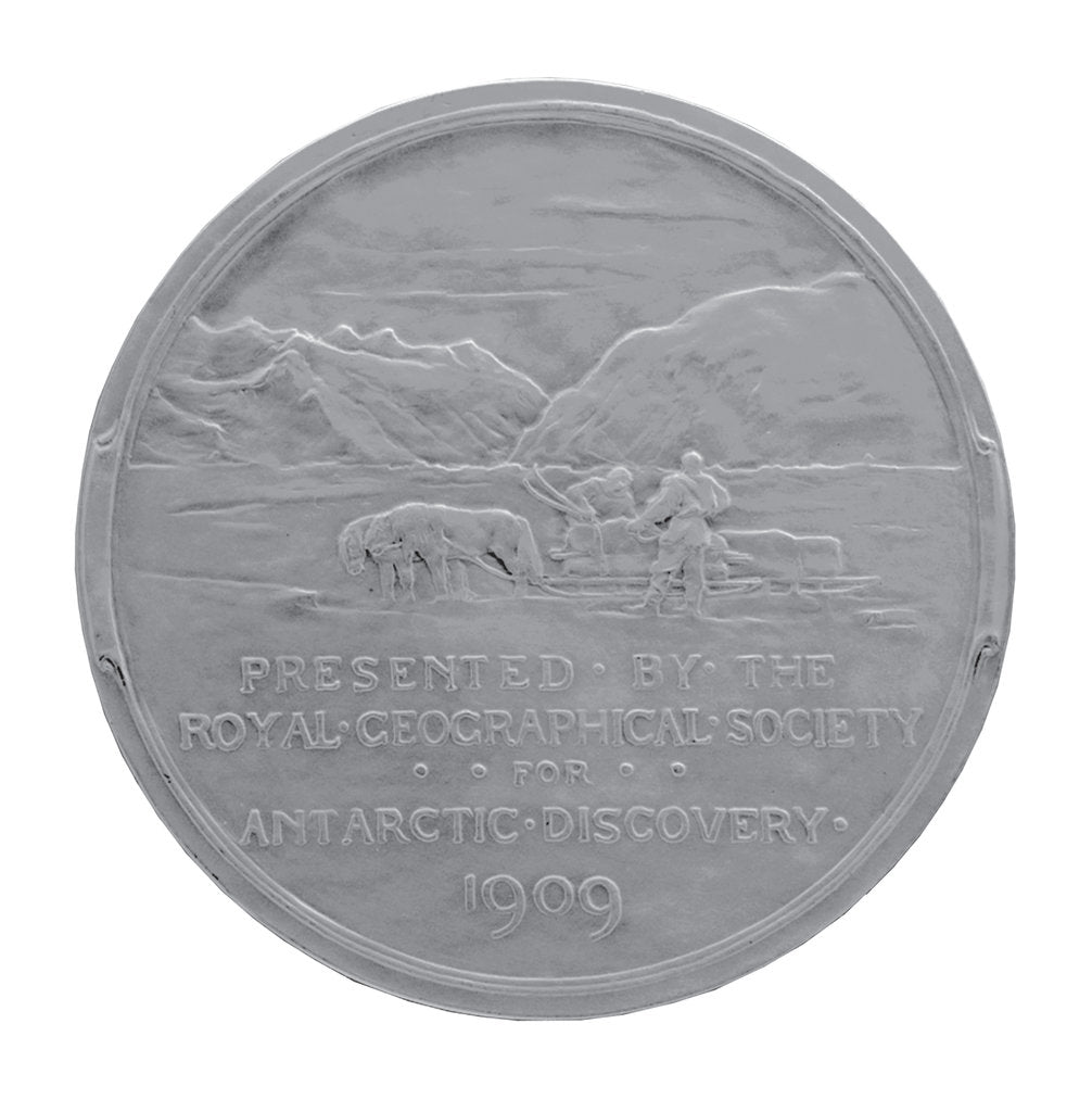 Detail of Royal Geographical Society Medal: Shackleton's Antarctic Expedition 1907-1909 by Gilbert Bayes