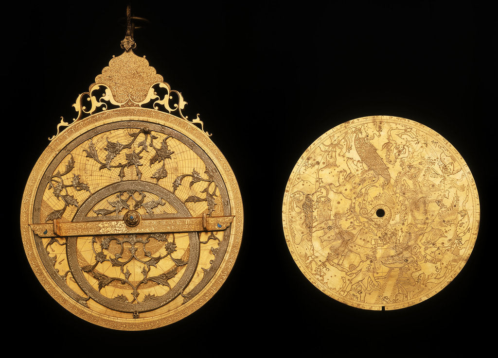 Detail of Astrolabe: obverse, with celestial map by Muhammad Mahdi al-Yazdi