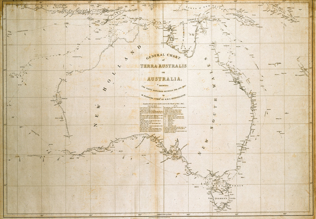 Detail of Chart of Terra Australis (Australia) by unknown