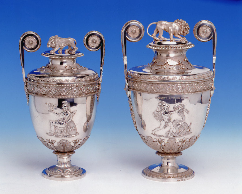 Detail of Lloyd's Patriotic Fund cups by Digby Scott