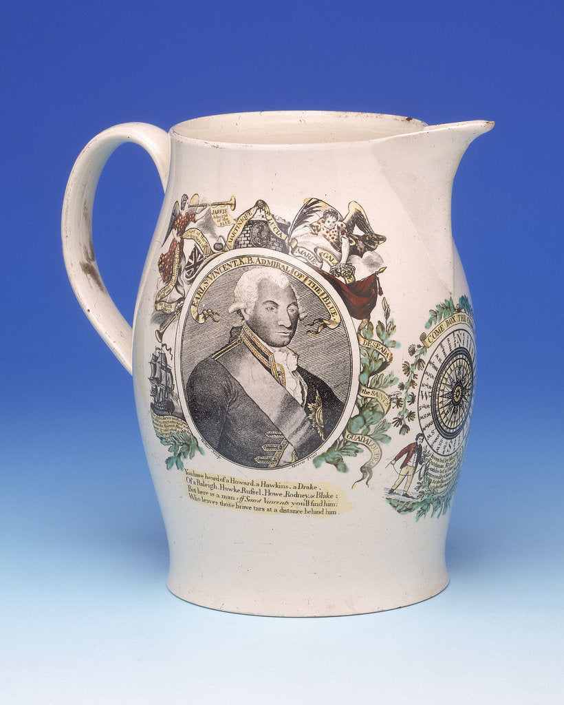 Detail of Creamware jug by J. Mollart