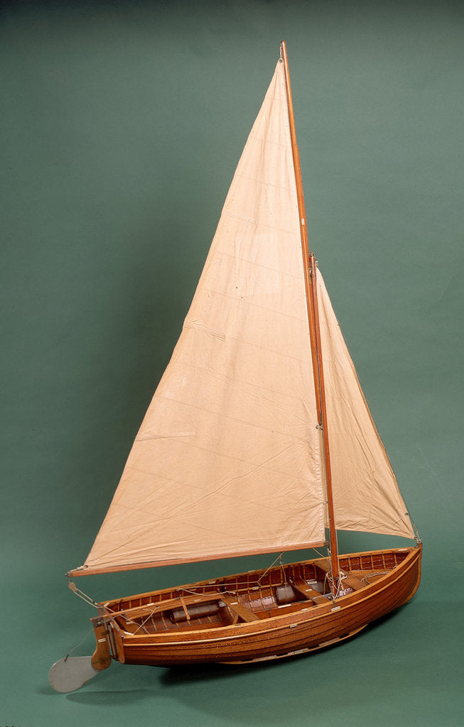 Detail of Full hull model, dinghy, starboard stern quarter by unknown