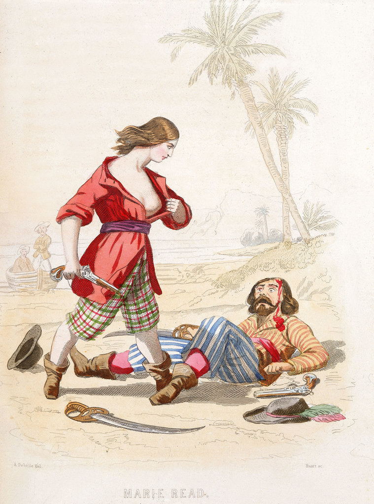 Detail of Mary Read reveals herself to a vanquished enemy by A. Catel