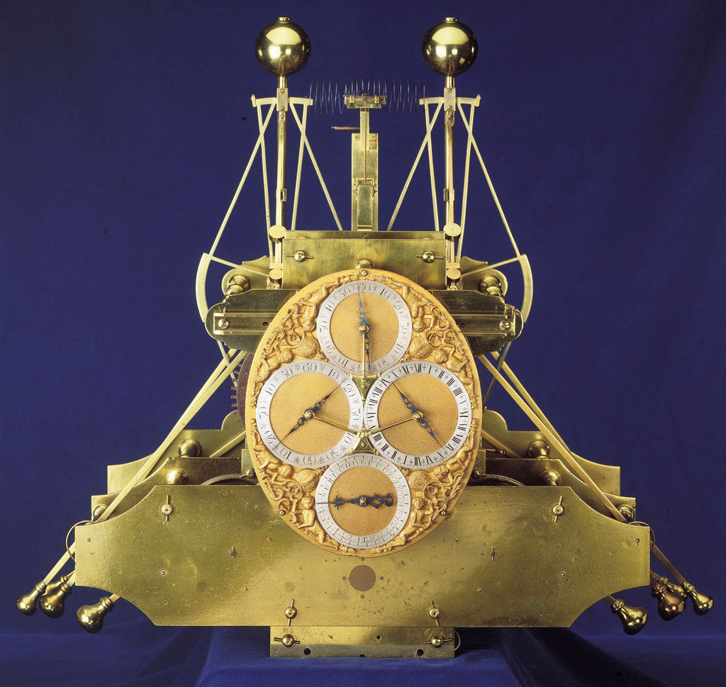 Detail of Marine timekeeper H1, front view by John Harrison