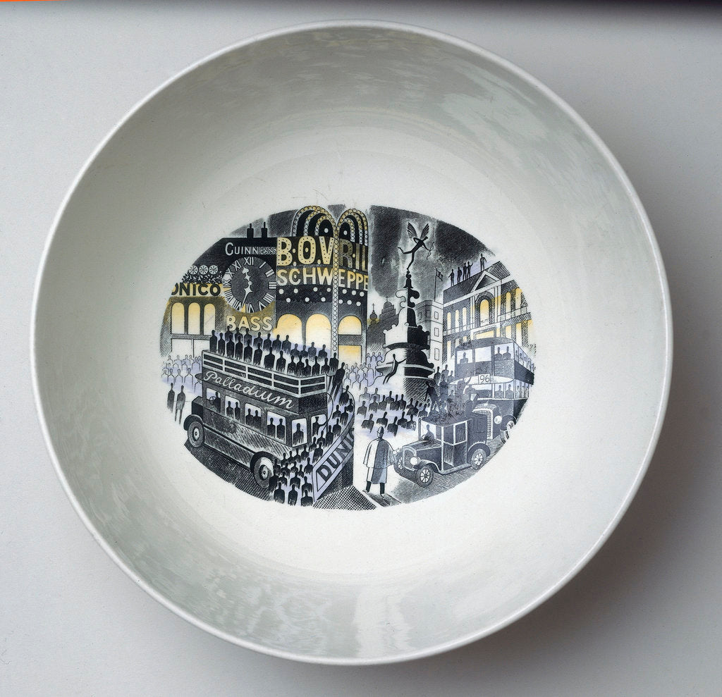 Detail of Queen's ware 'Boat Race Day' bowl designed by Eric Ravilious for Josiah Wedgwood & Sons by Eric Ravilious