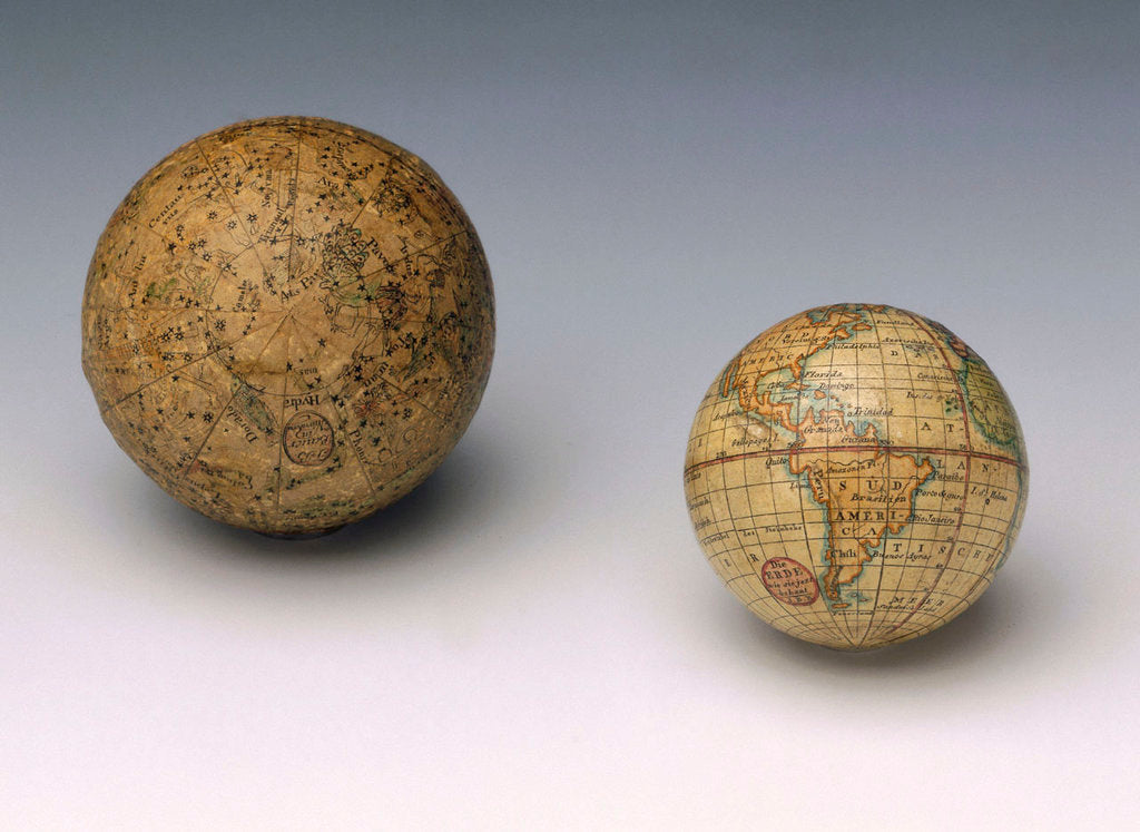 Detail of Terrestrial and celestial spheres by Johann Bernard Bauer