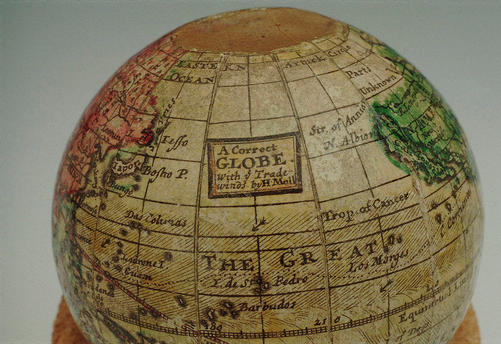 Detail of Cartouche in North Pacific Ocean by Herman Moll