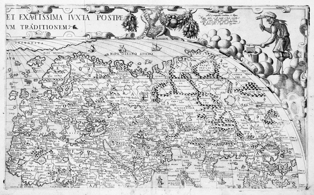 Detail of Section plate from Francesco Camocio's 'Cosmographia Universalis', 1567, taken from the atlas 'Tavole Moderne di Geografia' by unknown