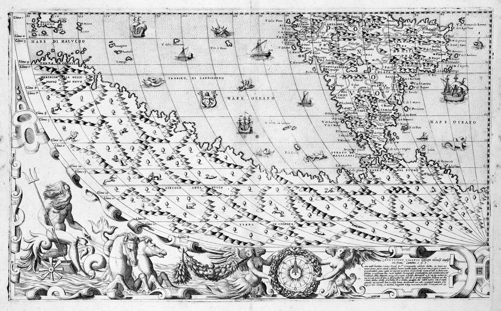 Detail of Section plate from Francesco Camocio's 'Cosmographia Universalis', 1567, taken from the atlas 'Tavole Moderne di Geografia' by unknown