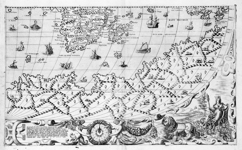 Detail of Section plate from Francesco Camocio's 'Cosmographia Universalis', 1567, taken from the atlas 'Tavole Moderne di Geografia' by unknown