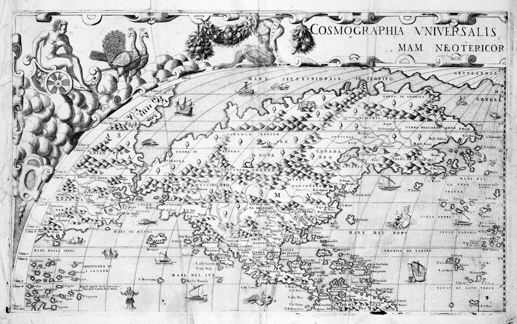 Detail of Section plate from Francesco Camocio's 'Cosmographia Universalis', 1567, taken from the atlas 'Tavole Moderne di Geografia' by unknown