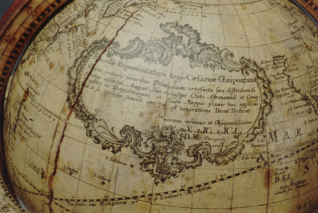 Detail of Cartouche in North Pacific Ocean by Peter Anich