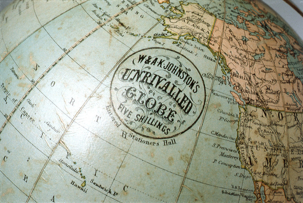 Detail of Cartouche in North Pacific Ocean by William Johnston
