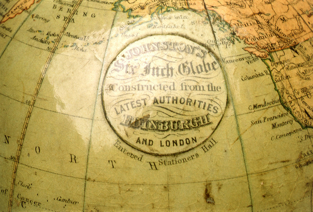 Detail of Cartouche in North Pacific Ocean by William Johnston