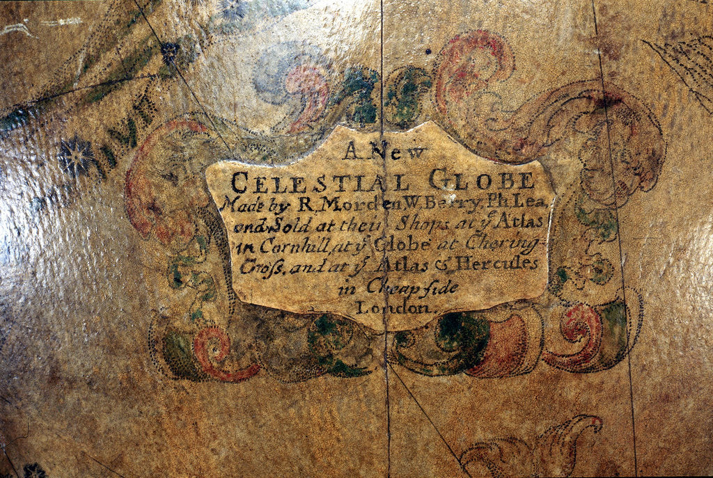 Detail of Cartouche below Eridanus by Robert Morden