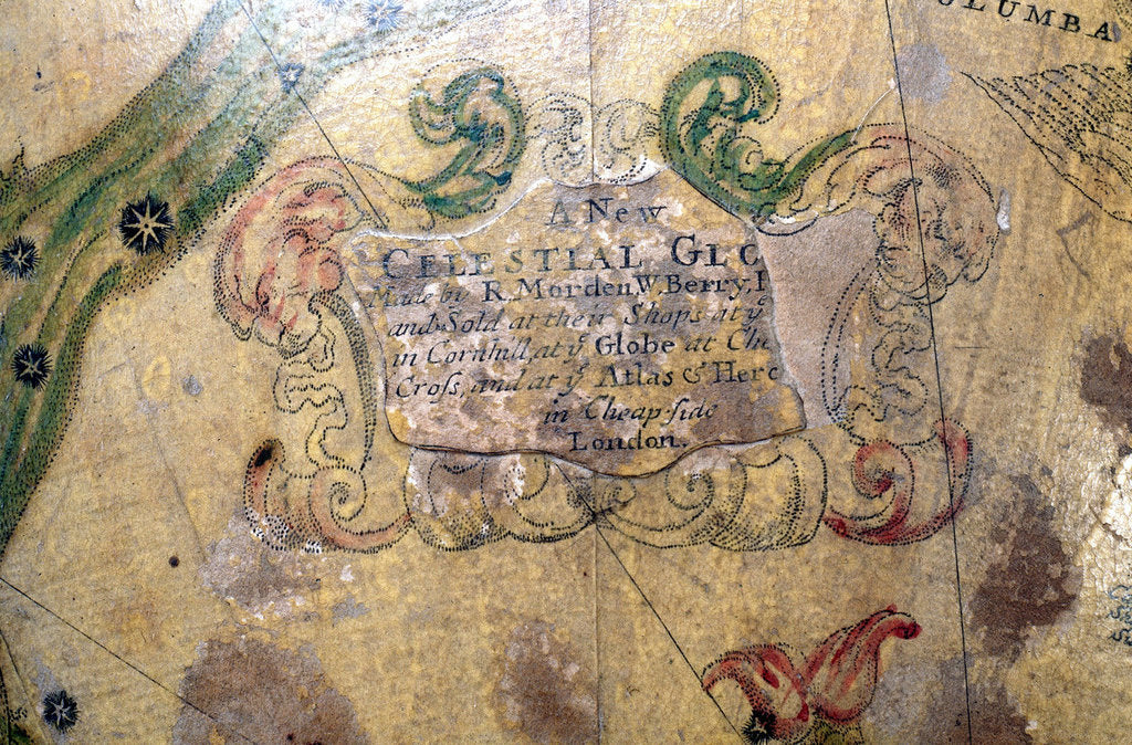 Detail of Cartouche below Eridanus by Robert Morden