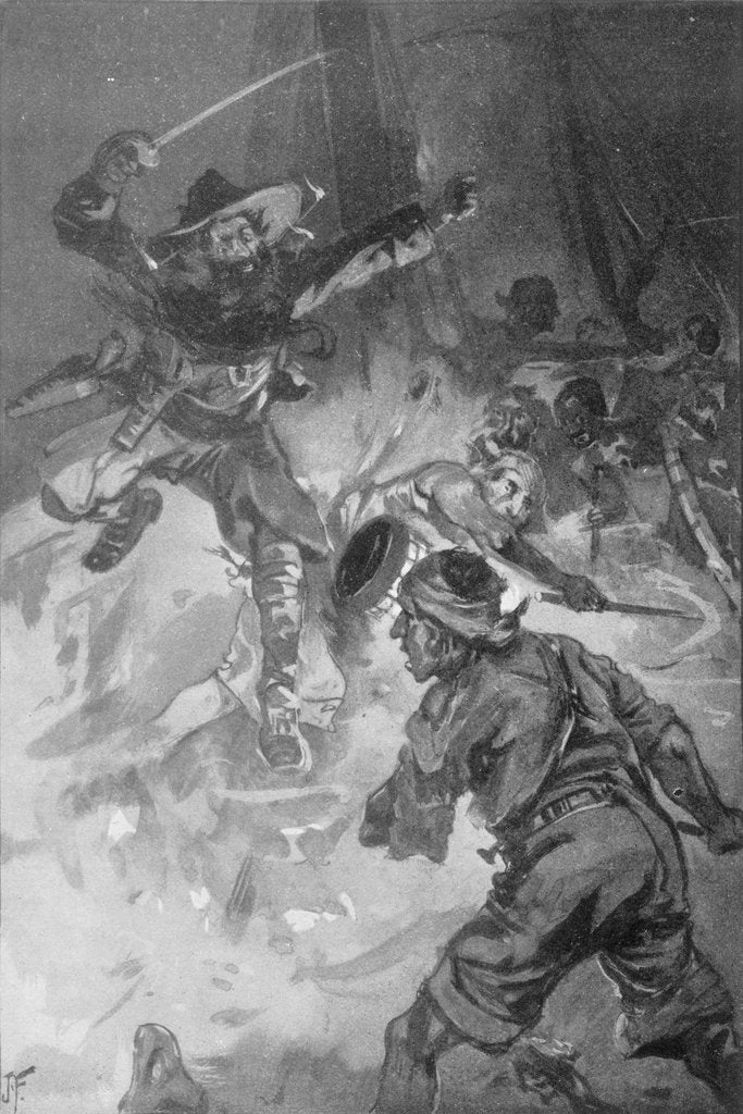 Detail of 'Tis the fiend Blackbeard! by unknown