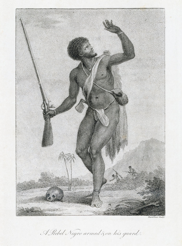 Detail of A rebel negro armed and on his guard by John Gabriel Stedman