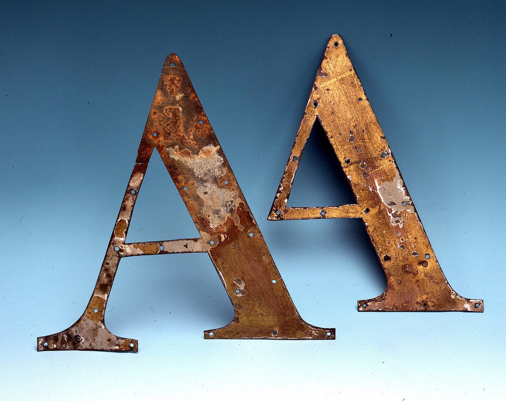 Detail of Tin letters by unknown