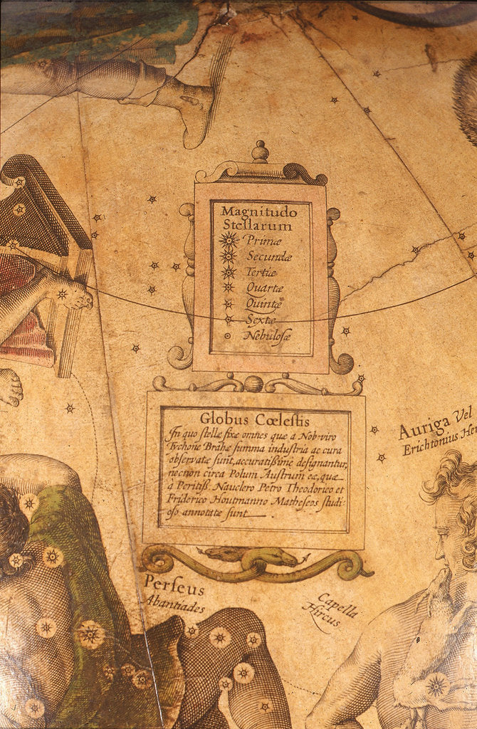 Detail of Magnitude table and cartouche by Jodocus Hondius Jr