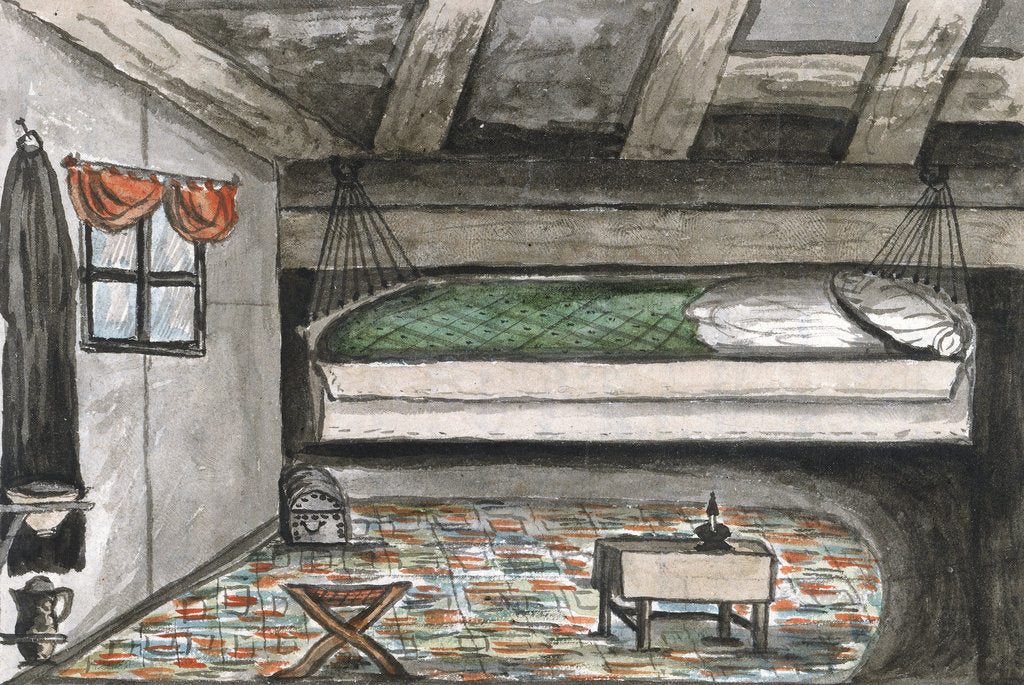 Detail of From Edward Mangin's account of his life as a Navy chaplin - sleeping cabin by unknown