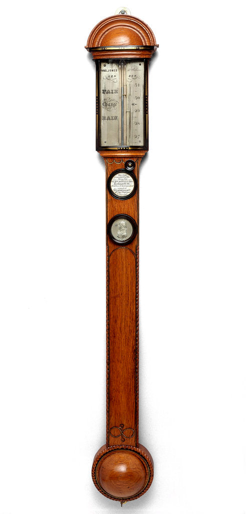 Detail of Cistern barometer, made from wood of the 'Temeraire' by W. & S. Jones