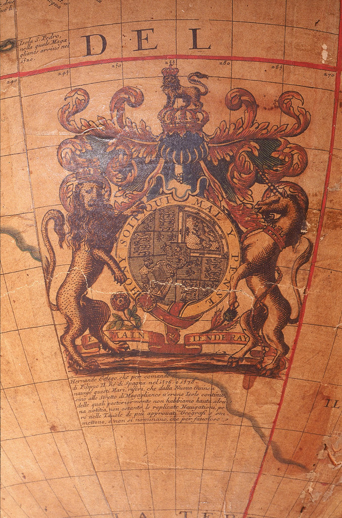Detail of dedication in southern continent by Vincenzo Coronelli