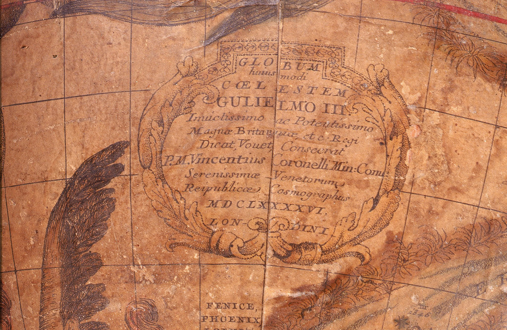 Detail of Cartouche below Cetus by Vincenzo Coronelli