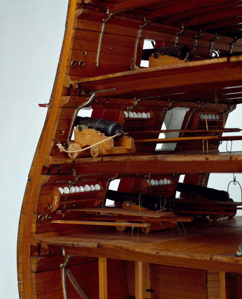 Detail of Midship sectional model of HMS 'Queen' (1839), a 110-gun first rate ship by unknown