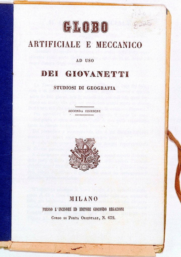 Detail of Globe, manual cover by Giocondo Regazzoni